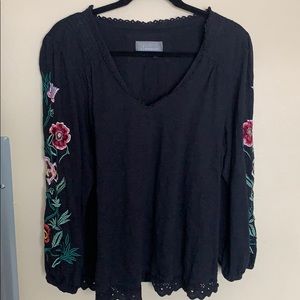 Anthro Embroidered Top